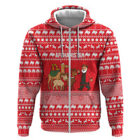 Afghanistan Christmas Zip Hoodie with Santa Camels Sheep Traditional Pattern and Festive Design - Wonder Print Shop