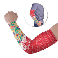 Singapore Christmas Arm Sleeves with Skyline Batik Patterns Landmark Silhouettes and Festive Design - Wonder Print Shop