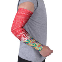 Singapore Christmas Arm Sleeves with Skyline Batik Patterns Landmark Silhouettes and Festive Design - Wonder Print Shop
