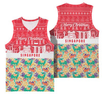 Singapore Christmas Basketball Jersey with Skyline Batik Patterns Landmark Silhouettes and Festive Design - Wonder Print Shop