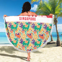 Singapore Christmas Beach Blanket with Skyline Batik Patterns Landmark Silhouettes and Festive Design - Wonder Print Shop