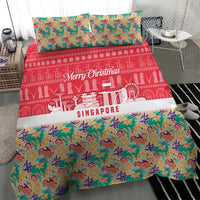 Singapore Christmas Bedding Set with Skyline Batik Patterns Landmark Silhouettes and Festive Design - Wonder Print Shop