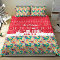 Singapore Christmas Bedding Set with Skyline Batik Patterns Landmark Silhouettes and Festive Design - Wonder Print Shop