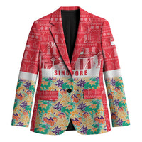 Singapore Christmas Blazer with Skyline Batik Patterns Landmark Silhouettes and Festive Design - Wonder Print Shop
