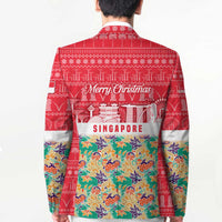 Singapore Christmas Blazer with Skyline Batik Patterns Landmark Silhouettes and Festive Design - Wonder Print Shop