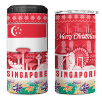 Singapore Christmas 4 in 1 Can Cooler Tumbler with Skyline Batik Patterns Landmark Silhouettes and Festive Design - Wonder Print Shop