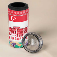 Singapore Christmas 4 in 1 Can Cooler Tumbler with Skyline Batik Patterns Landmark Silhouettes and Festive Design - Wonder Print Shop