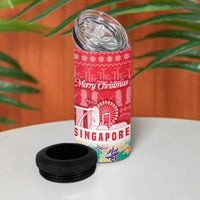 Singapore Christmas 4 in 1 Can Cooler Tumbler with Skyline Batik Patterns Landmark Silhouettes and Festive Design - Wonder Print Shop