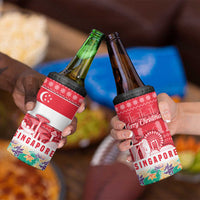 Singapore Christmas 4 in 1 Can Cooler Tumbler with Skyline Batik Patterns Landmark Silhouettes and Festive Design - Wonder Print Shop