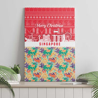 Singapore Christmas Canvas Wall Art with Skyline Batik Patterns Landmark Silhouettes and Festive Design - Wonder Print Shop