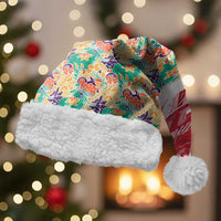 Singapore Christmas Santa Hat with Skyline Batik Patterns Landmark Silhouettes and Festive Design - Wonder Print Shop