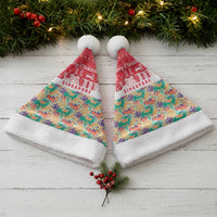 Singapore Christmas Santa Hat with Skyline Batik Patterns Landmark Silhouettes and Festive Design - Wonder Print Shop