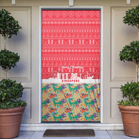 Singapore Christmas Door Cover with Skyline Batik Patterns Landmark Silhouettes and Festive Design - Wonder Print Shop