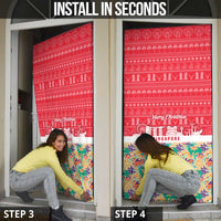 Singapore Christmas Door Cover with Skyline Batik Patterns Landmark Silhouettes and Festive Design - Wonder Print Shop
