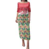 Singapore Christmas Family Matching Puletasi and Hawaiian Shirt with Skyline Batik Patterns Landmark Silhouettes and Festive Design - Wonder Print Shop