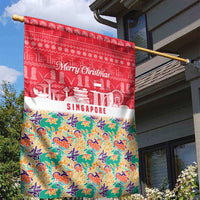 Singapore Christmas Garden Flag with Skyline Batik Patterns Landmark Silhouettes and Festive Design - Wonder Print Shop