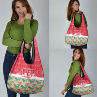 Singapore Christmas Grocery Bag with Skyline Batik Patterns Landmark Silhouettes and Festive Design - Wonder Print Shop