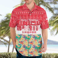 Singapore Christmas Hawaiian Shirt with Skyline Batik Patterns Landmark Silhouettes and Festive Design - Wonder Print Shop