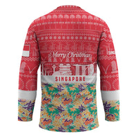 Singapore Christmas Hockey Jersey with Skyline Batik Patterns Landmark Silhouettes and Festive Design - Wonder Print Shop