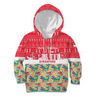 Singapore Christmas Kid Hoodie with Skyline Batik Patterns Landmark Silhouettes and Festive Design - Wonder Print Shop