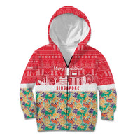 Singapore Christmas Kid Hoodie with Skyline Batik Patterns Landmark Silhouettes and Festive Design - Wonder Print Shop
