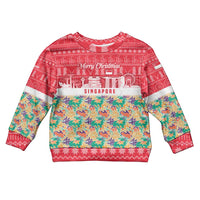 Singapore Christmas Kid Ugly Christmas Sweater with Skyline Batik Patterns Landmark Silhouettes and Festive Design - Wonder Print Shop