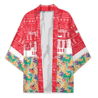 Singapore Christmas Kimono with Skyline Batik Patterns Landmark Silhouettes and Festive Design - Wonder Print Shop
