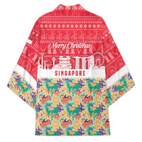 Singapore Christmas Kimono with Skyline Batik Patterns Landmark Silhouettes and Festive Design - Wonder Print Shop