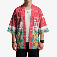 Singapore Christmas Kimono with Skyline Batik Patterns Landmark Silhouettes and Festive Design - Wonder Print Shop