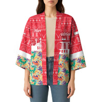 Singapore Christmas Kimono with Skyline Batik Patterns Landmark Silhouettes and Festive Design - Wonder Print Shop