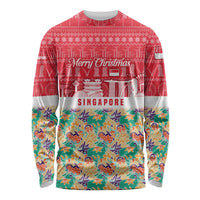Singapore Christmas Long Sleeve Shirt with Skyline Batik Patterns Landmark Silhouettes and Festive Design - Wonder Print Shop