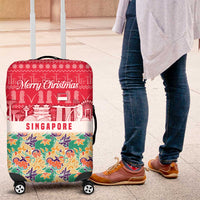 Singapore Christmas Luggage Cover with Skyline Batik Patterns Landmark Silhouettes and Festive Design - Wonder Print Shop