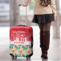 Singapore Christmas Luggage Cover with Skyline Batik Patterns Landmark Silhouettes and Festive Design - Wonder Print Shop