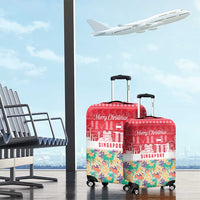 Singapore Christmas Luggage Cover with Skyline Batik Patterns Landmark Silhouettes and Festive Design - Wonder Print Shop