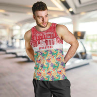 Singapore Christmas Men Tank Top with Skyline Batik Patterns Landmark Silhouettes and Festive Design - Wonder Print Shop