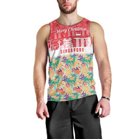 Singapore Christmas Men Tank Top with Skyline Batik Patterns Landmark Silhouettes and Festive Design - Wonder Print Shop
