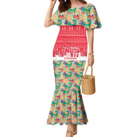 Singapore Christmas Mermaid Dress with Skyline Batik Patterns Landmark Silhouettes and Festive Design - Wonder Print Shop