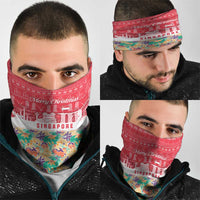 Singapore Christmas Neck Gaiter with Skyline Batik Patterns Landmark Silhouettes and Festive Design - Wonder Print Shop