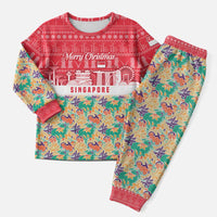 Singapore Christmas Pajama Set with Skyline Batik Patterns Landmark Silhouettes and Festive Design - Wonder Print Shop