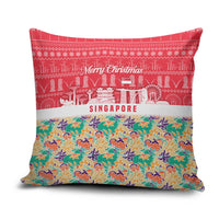 Singapore Christmas Pillow Cover with Skyline Batik Patterns Landmark Silhouettes and Festive Design - Wonder Print Shop