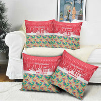 Singapore Christmas Pillow Cover with Skyline Batik Patterns Landmark Silhouettes and Festive Design - Wonder Print Shop