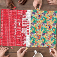 Singapore Christmas Puzzle with Skyline Batik Patterns Landmark Silhouettes and Festive Design - Wonder Print Shop
