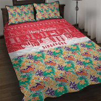Singapore Christmas Quilt Bed Set with Skyline Batik Patterns Landmark Silhouettes and Festive Design - Wonder Print Shop
