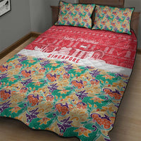 Singapore Christmas Quilt Bed Set with Skyline Batik Patterns Landmark Silhouettes and Festive Design - Wonder Print Shop