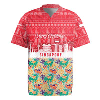 Singapore Christmas Rugby Jersey with Skyline Batik Patterns Landmark Silhouettes and Festive Design - Wonder Print Shop
