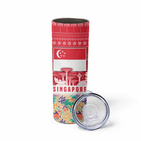 Singapore Christmas Skinny Tumbler with Skyline Batik Patterns Landmark Silhouettes and Festive Design - Wonder Print Shop