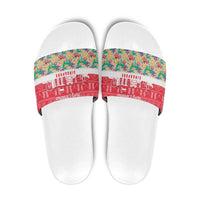 Singapore Christmas Slide Sandals with Skyline Batik Patterns Landmark Silhouettes and Festive Design - Wonder Print Shop