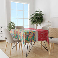 Singapore Christmas Tablecloth with Skyline Batik Patterns Landmark Silhouettes and Festive Design - Wonder Print Shop