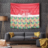 Singapore Christmas Tapestry with Skyline Batik Patterns Landmark Silhouettes and Festive Design - Wonder Print Shop