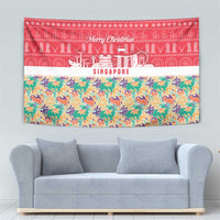 Singapore Christmas Tapestry with Skyline Batik Patterns Landmark Silhouettes and Festive Design - Wonder Print Shop